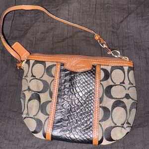 Coach leather & snakeskin wristlet